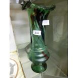 A mid-20th century green and blue glass vase