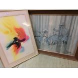 A mid-20th century framed print by Paynton together with a possible watercolour of still life signed