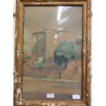 A gilt framed and glazed watercolour of continental monastery signed bottom right