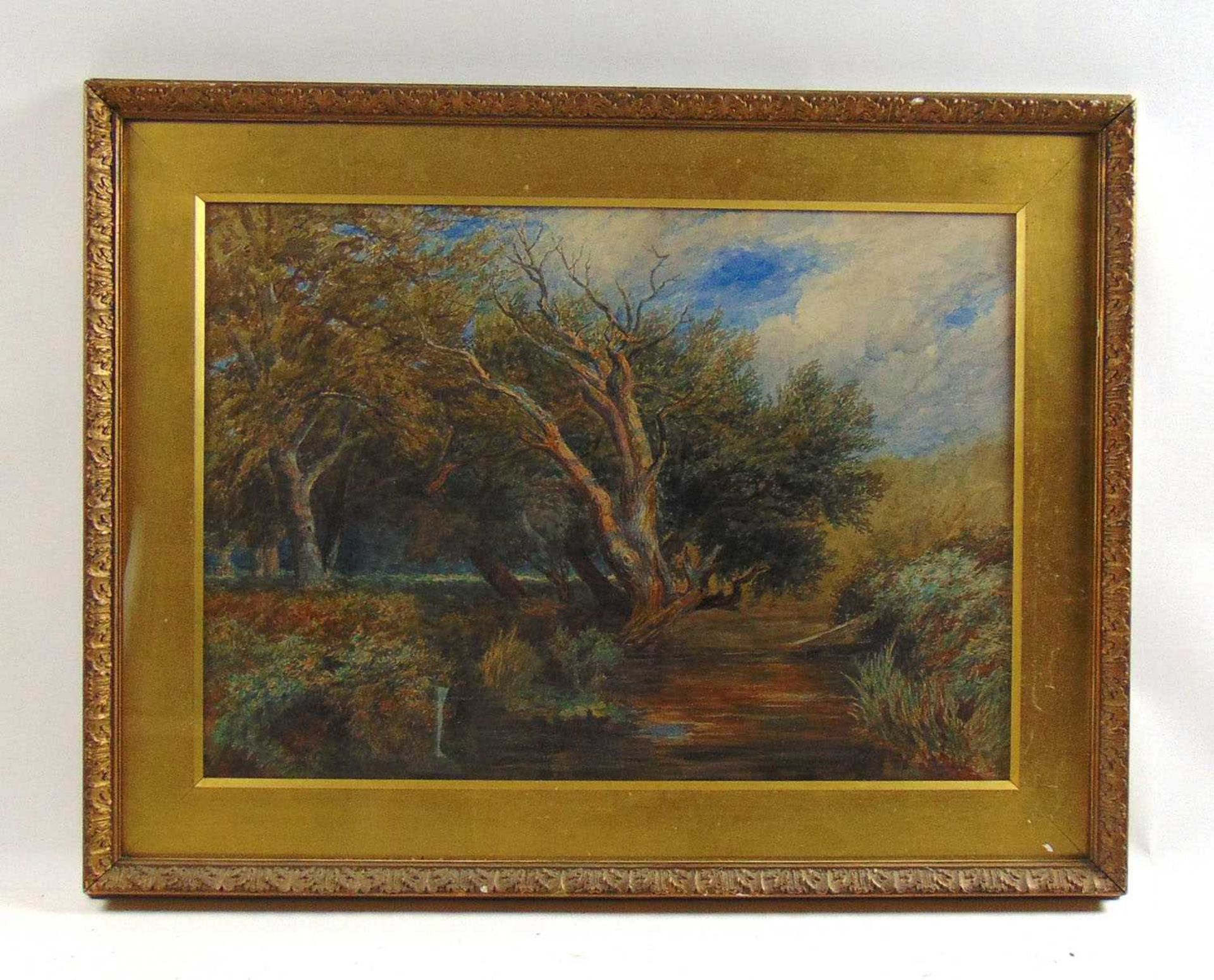 Clive Newcome trees by river watercolour signed 52 cm x 73 cm - Image 3 of 3