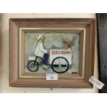 A framed oil on board of ice cream seller signed Slade