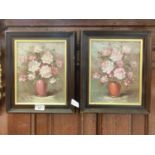 A pair of framed oil on canvases of still life signed Donna Wood