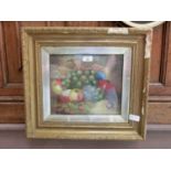 A gilt framed and glazed oil painting of still life