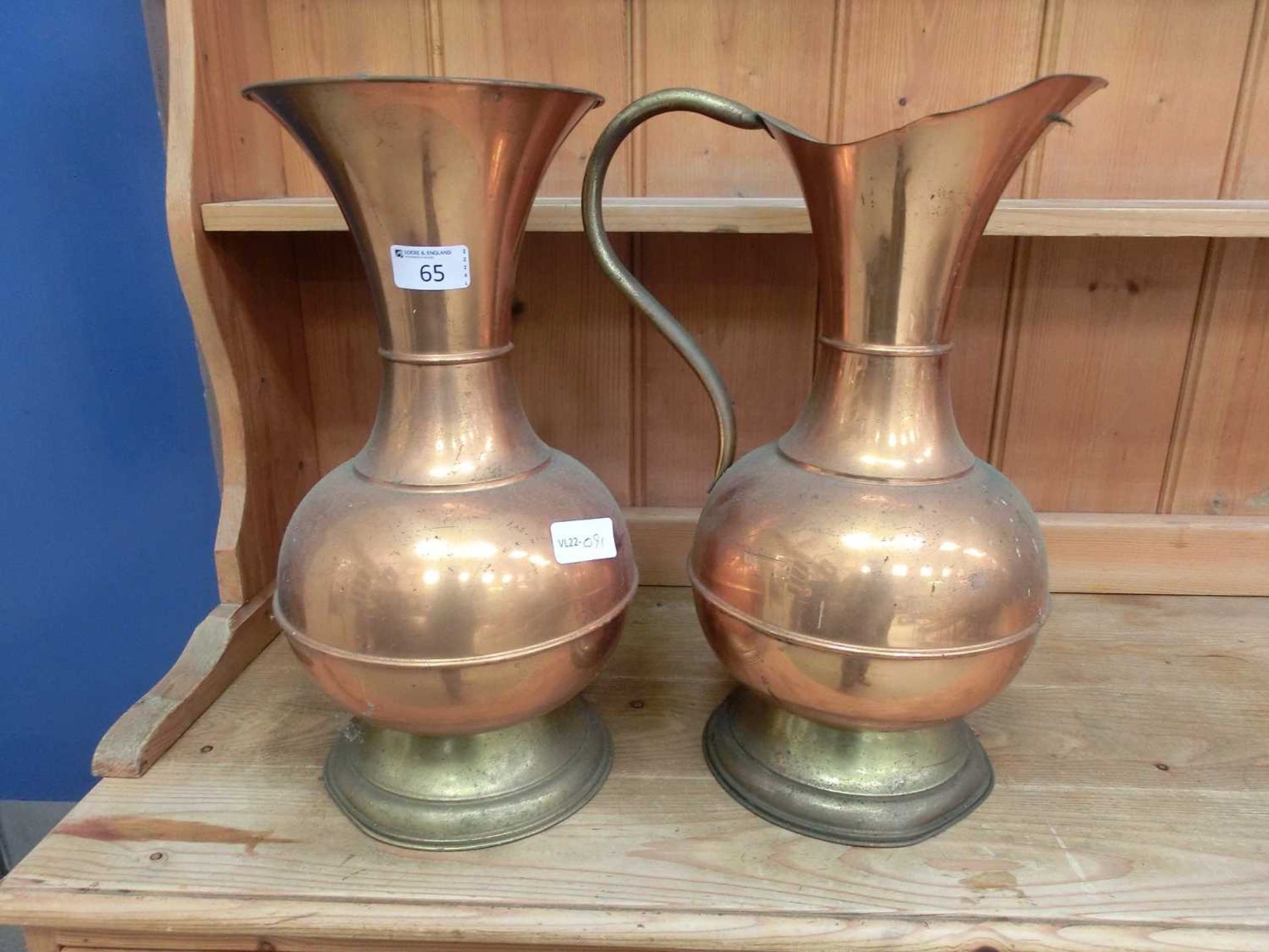 Two copper effect vessels