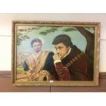 A gilt framed oil on canvas of historic gentlemen