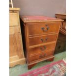 A reproduction yew effect two drawer filing cabinet