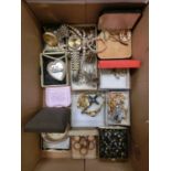 A box containing a quantity of costume jewellery