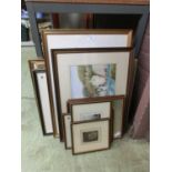 A quantity of framed and glazed prints, watercolours, etc