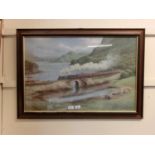 A framed and glazed print of train