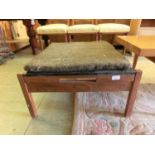 A mid-20th century teak faux slate topped stool with pad seat