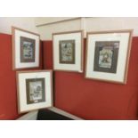 A set of four framed and glazed Indian prints