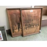 Two mid-20th century framed copper plates of Churches