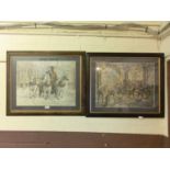 A pair of framed and glazed early 20th century prints of horse drawn fire engines