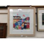 A framed and glazed limited edition double mounted print titled 'High Above The Harbour' no.9/50