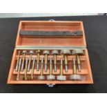 A cased set of Axminster router bits