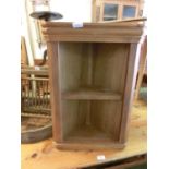 A waxed pine wall mounted corner cabinetDimensions:  H: 62cm W: 42.5 D: 24cm