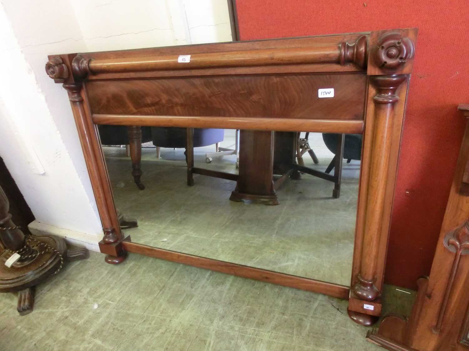 A late Victorian mahogany over mantle mirror