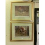 Two framed and glazed limited edition hunting prints no.268/500 and 391/500 signed in pencil