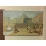 An oil on board of mythical creatures and figures signed P.F.Poole