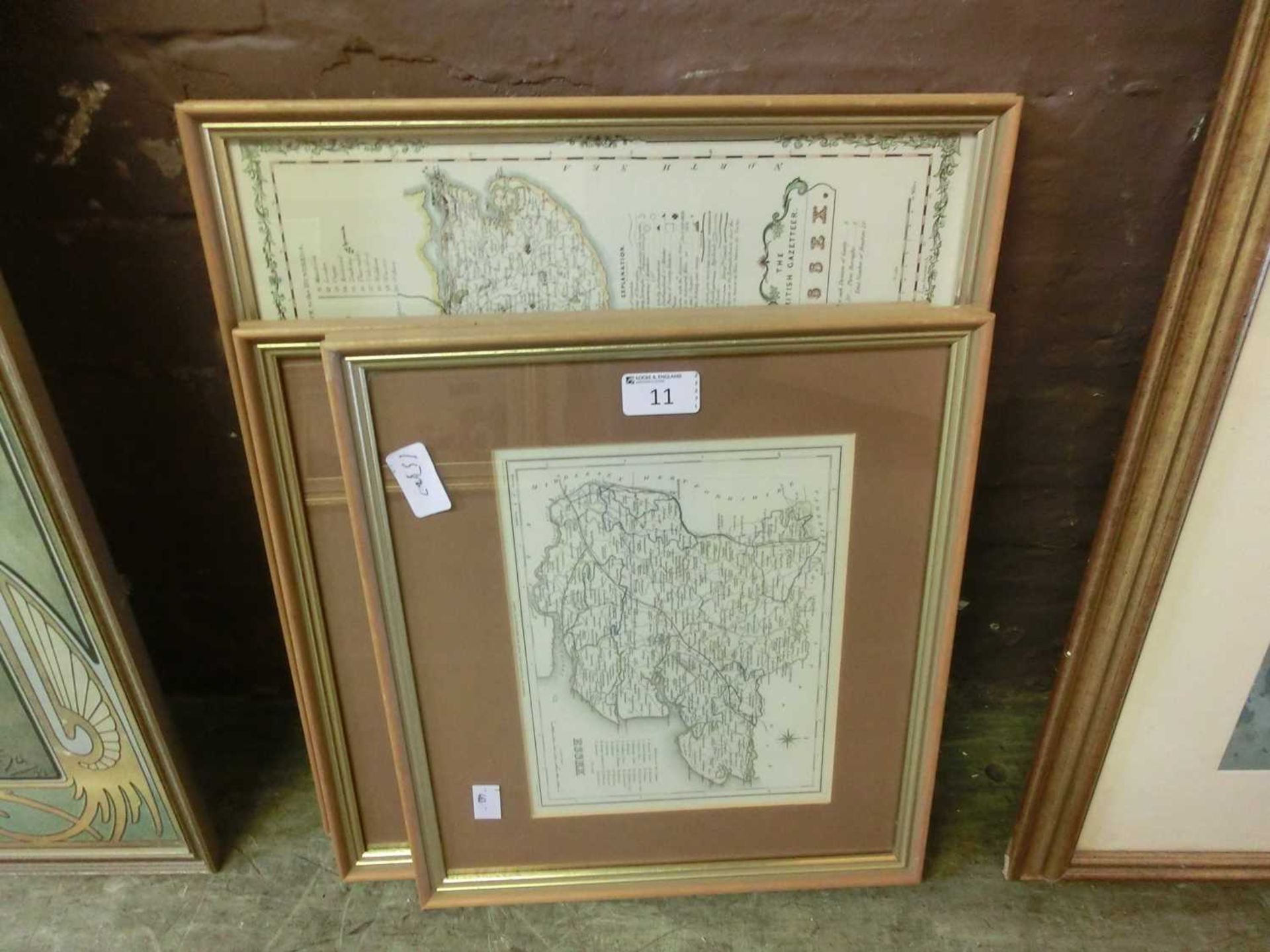 Three framed and glazed maps of Essex