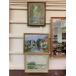 Two framed oil on boards of woodland scene, and lake scene signed Shilton along with a framed and