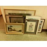 A collection of framed, framed and glazed prints, pictures, etc