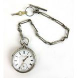 A late Victorian silver pocket watch, the dial signed 'J.G Graves The Express English Lever'.
