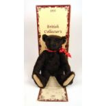 Steiff - a 1993 British Collectors 1907 replica Teddy Bear dark brown, limited edition 00483/3000