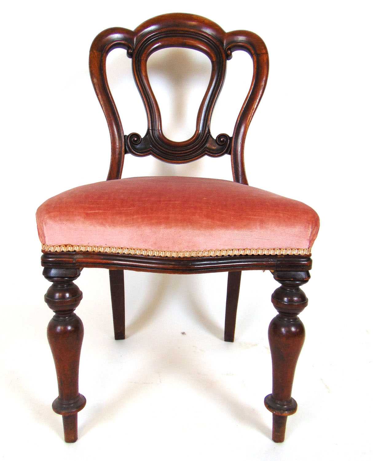 A set of six Victorian mahogany dining chairs, the moulded backs over the serpentine seat - Bild 2 aus 3