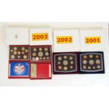 United Kingdom coin proof sets 2001-2004 (4) with outer boxes and COAs