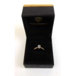 An 18ct gold and pear cut diamond solitaire ring, the stone approximately 0.5ct. Approx weight 2.5g.