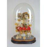 A 19th century French elaborate display under glass dome, h. 49 cm