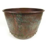 A 19th century copper log bin with riveted body, h. 32 cm, dia. 36 cmCondition commensurate with