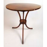 An 18th century satinwood and inlaid gueridon/occasional table, the circular top over three C-scroll