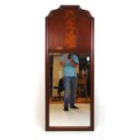 An early 20th century mahogany, marquetry and boxwood strung pier mirror, the panel depicting a goat