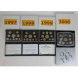 United Kingdom coin proof sets 1997-2000 (4) with outer boxes and COAs