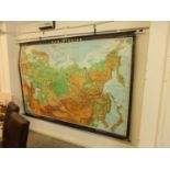 A large school wall hanging map of the Soviet Union