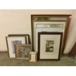 A collection of framed and glazed prints, pictures, to include maps, buildings, etc