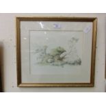 A framed and glazed watercolour of fairy