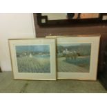 A pair of framed and glazed limited edition prints of French landscapes signed by Andre Bourrie (No.
