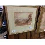 A framed and glazed watercolour of cows on country lane scene signed Copley Fielding