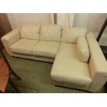A cream leather corner sofa