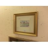 A framed and glazed watercolour of Brougham Castle in Cumbria signed Martin Goode