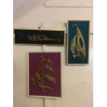 3 mid 20th Century string artworks of sailing vessels and car
