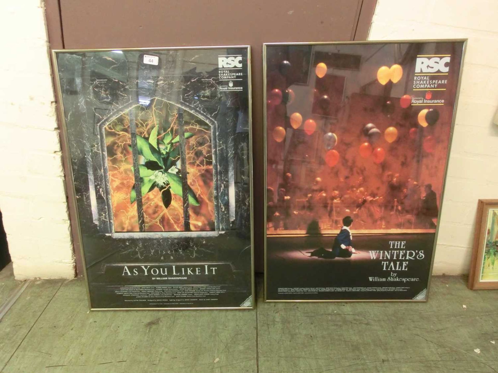 2 framed and glazed RSC advertising posters for 'As You Like It' and 'The Winters Tale'