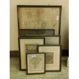 Collection of framed and glazed maps, mainly of Radnorshire