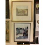 2 framed and glazed prints of gate and house