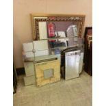 Collection of mirrors incl. gilt framed, bevelled glass, etc.