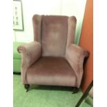 Early 20th Century armchair upholstered in cut purple fabric