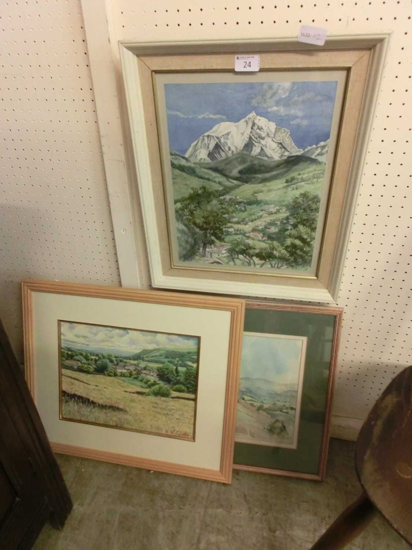 3 framed and glazed watercolours of countryside scenes by various artists